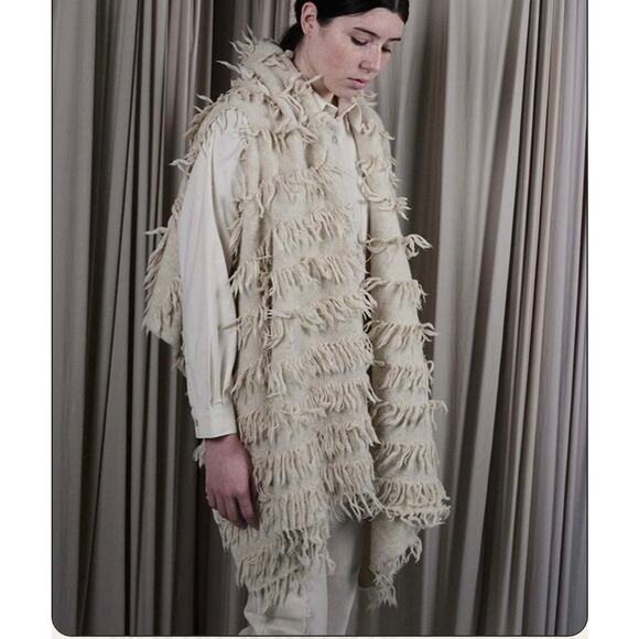 Lauren Manoogian soft baby alpaca fringed long wrap Tulu vest MSRP $800 luxury - Picture 1 of 16